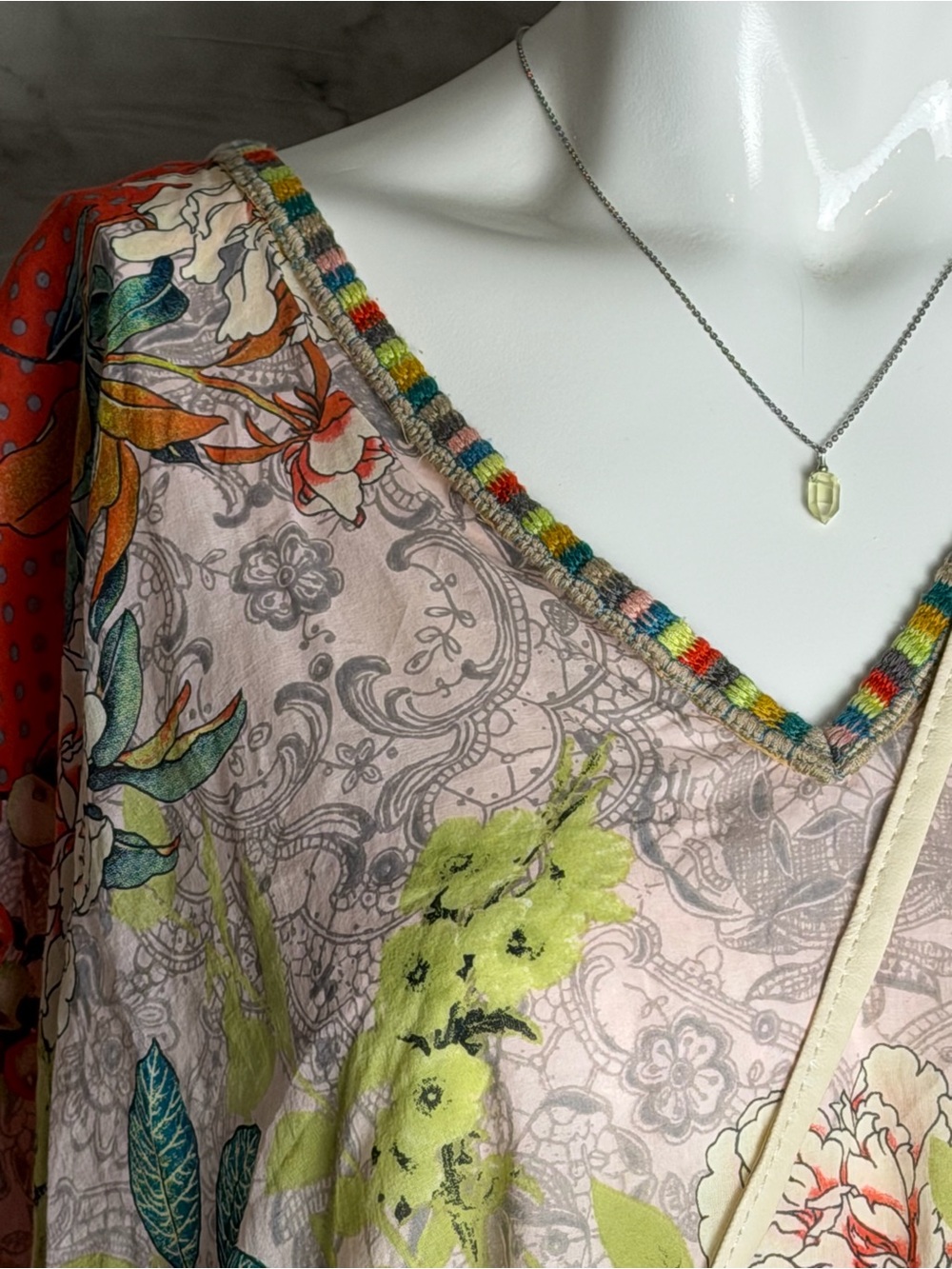 Johnny Was Multicolor Floral Spring Summer Tunic One Size Fits All - Picture 4 of 14